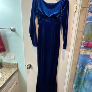 Unique Vintage Royal Blue Long Sleeve Dress